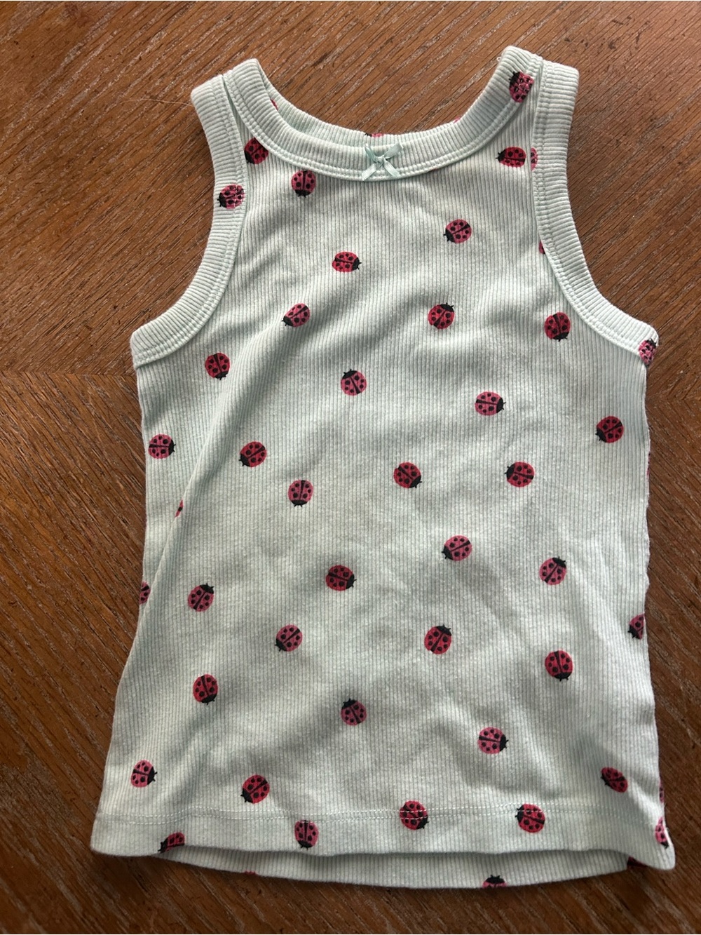 wonder nation Mint Green Tank Top with Pink Ladybug Print